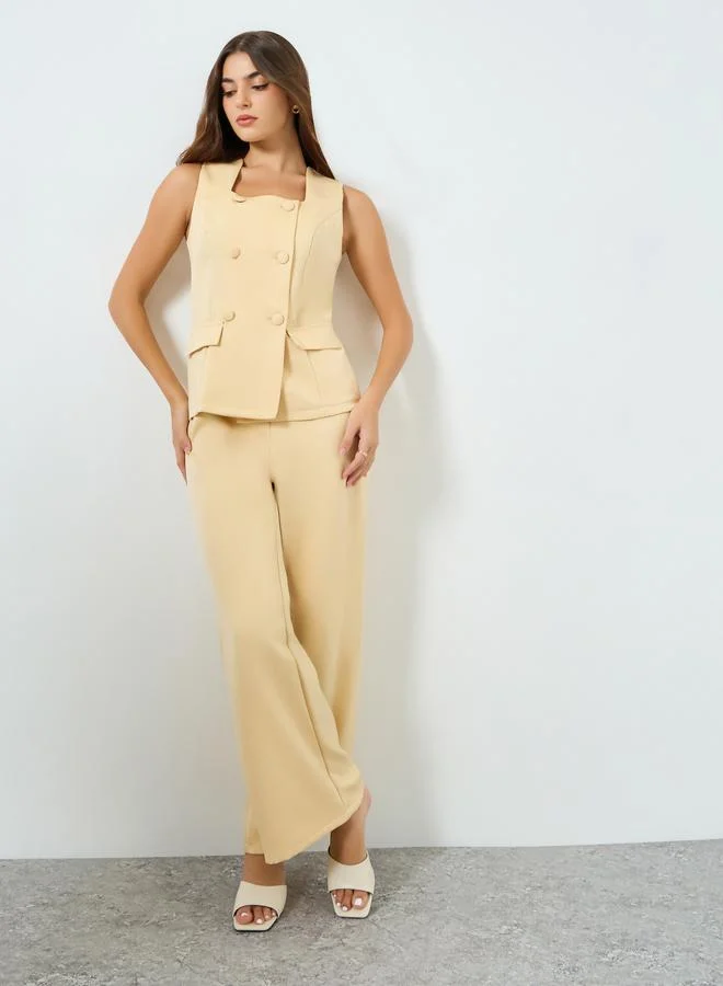 Styli Women Yellow Wide Leg Jumpsuit